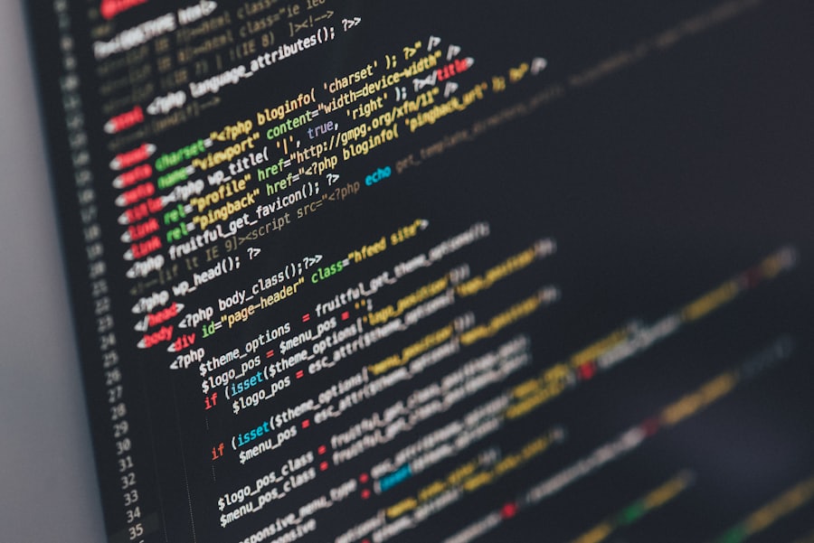 Source code on a screen